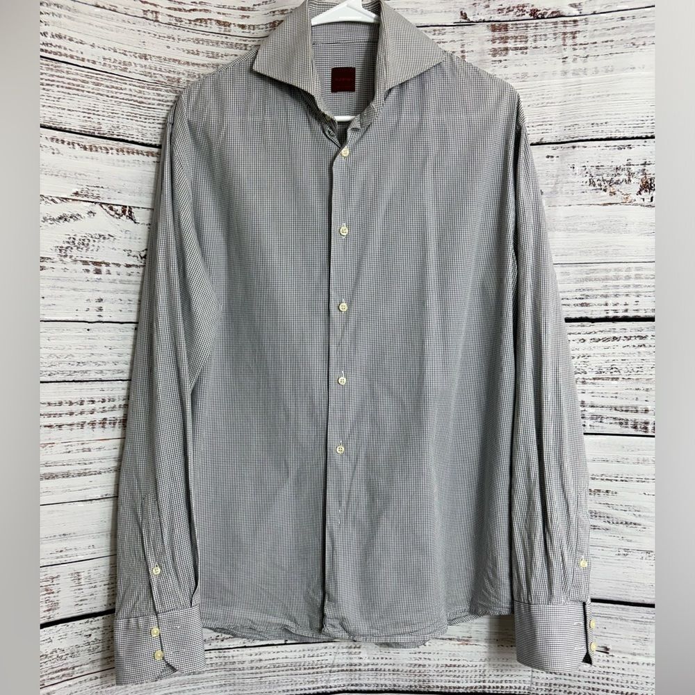 Kulman shirt Mens Size 41 Gingham Button Up Size 41 Cotton long sleeve‎